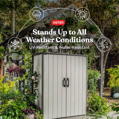 Keter - Keter Premier - Cobertizo de Almacenamiento de Resina Alta para Muebles de Patio, Accesorios de Piscina y Bicicletas