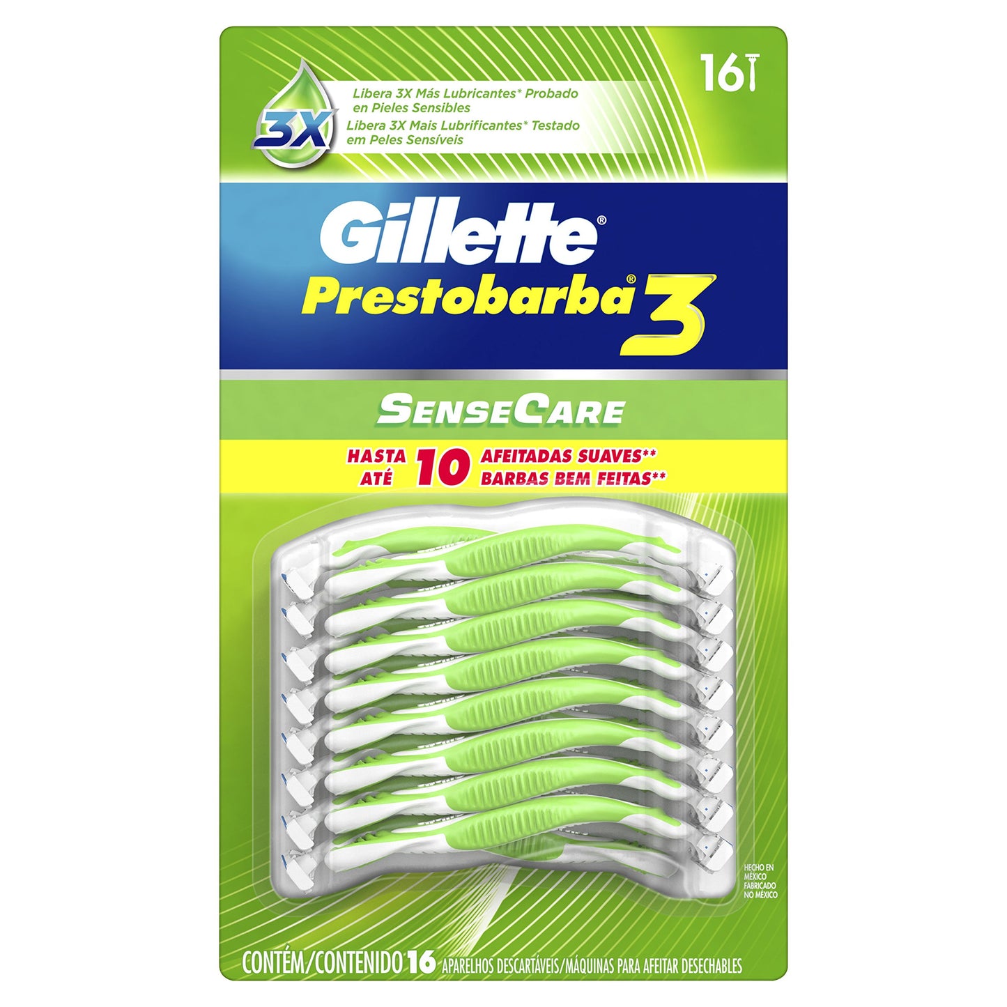 Gillette Prestobarba 3 Senscare Rastrillo Desechable, 16 Unidades