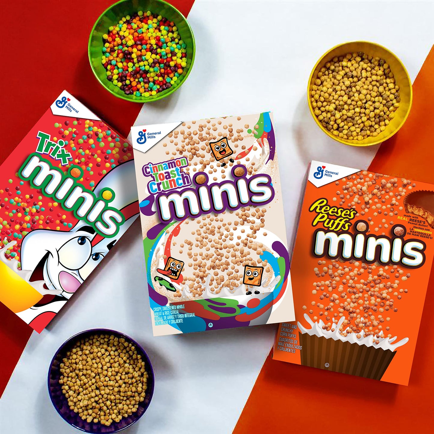 Trix Minis - Mini cereales frutales para desayuno, tamaño familiar, 16.5 onzas