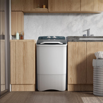 Hisense Lavadora WSFF1501, Semiautomática, 15 Kg, Temporizador de Lavado y Centrifugado, 55x52x91cm(AnchoxLargoxAlto), Blanco/Gris