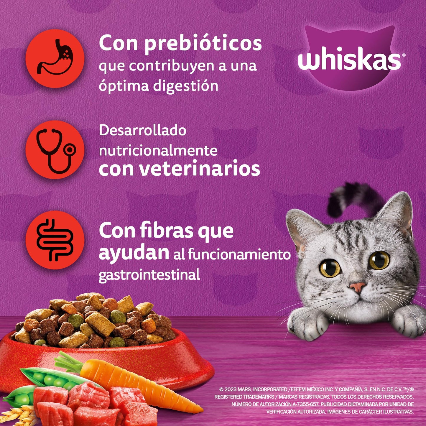 Whiskas Whiskas alimento para Gatos Adultos Sabor Carne Receta Orginal 9Kg Violeta