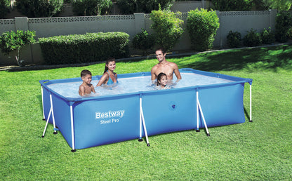 Bestway Steel Pro 56404 Framed pool Rectangular pool 3300L Azul alberca para piso - Piscina (Piscina con anillo hinchable, Rectangular, 3300 L, Azul, PVC, Acero)