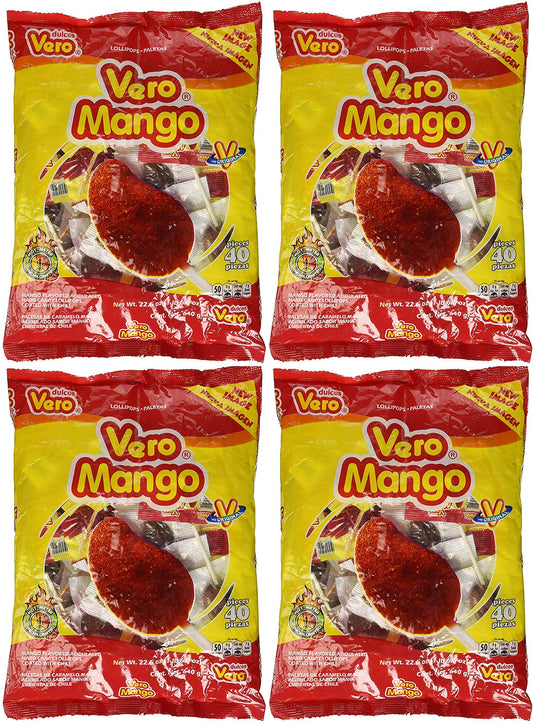 Vero - Vero Mango Con Chile – Pack de 40 unidades (22 onzas) (1 lb. 187 g (4 unidades)