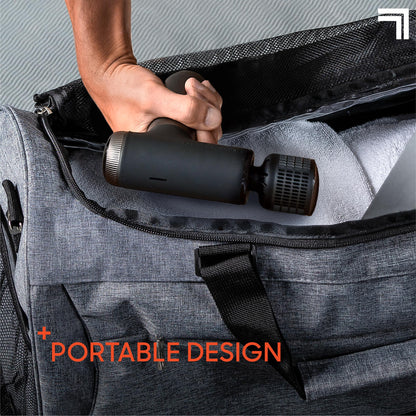 Sharper Image® Powerboost® Pro+ Masajeador compacto de percusión caliente y frío, nodo de doble temperatura, terapia calmante de calor y frío, 6 velocidades, 4 accesorios, recuperación portátil ligera