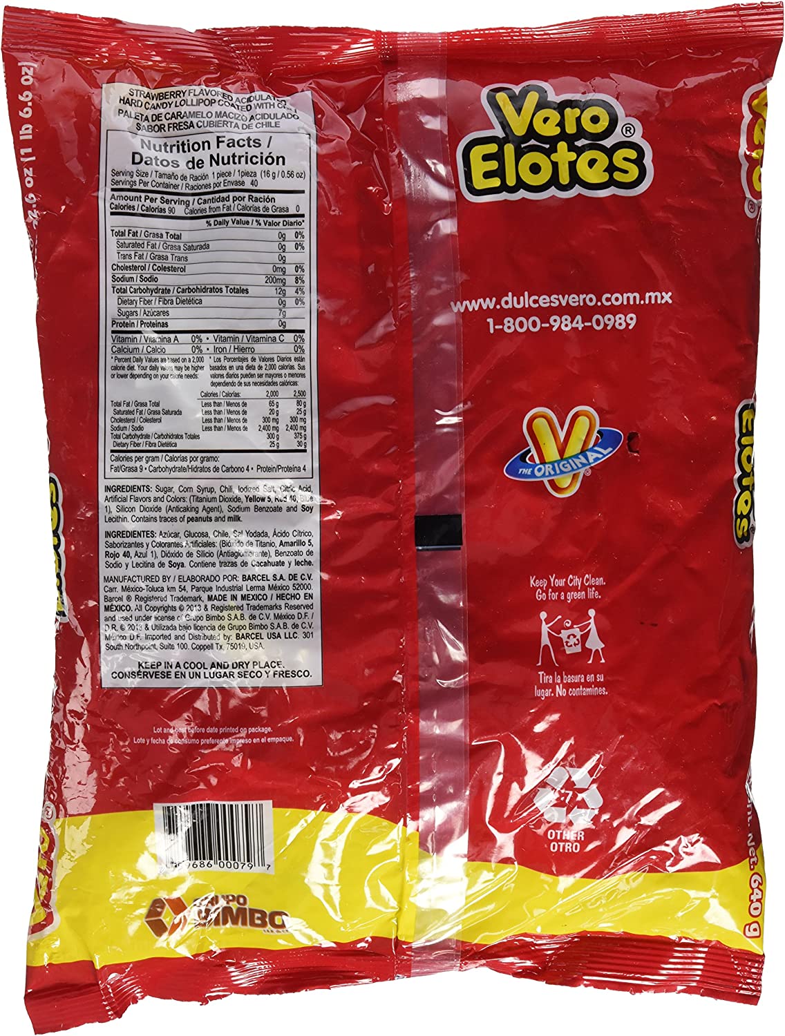 Dulces Vero Paletas Sabor Fresa Con Chile, Paletas de chile mexicano - 40 unidades