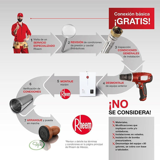Rheem Calentador de Agua Tipo Instantáneo 13 L/min Gas LP