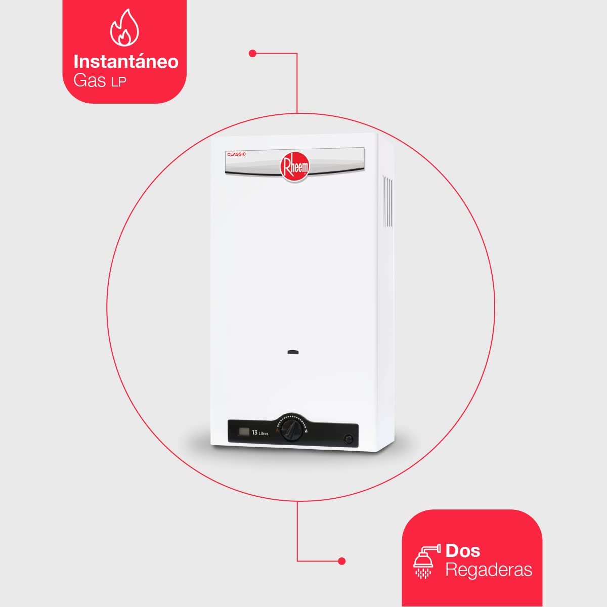 Rheem Calentador de Agua Tipo Instantáneo 13 L/min Gas LP