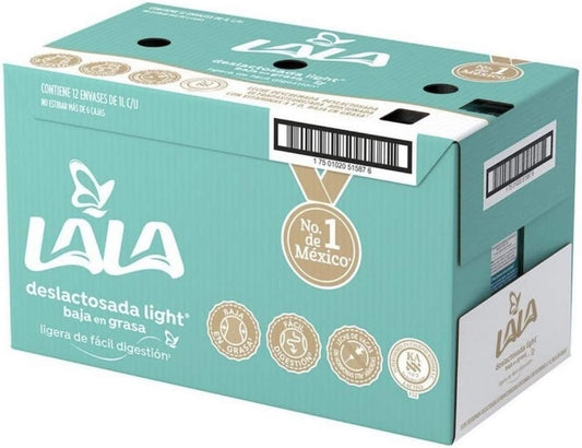 LECHE LALA DESLACTOSADA LIGHT CAJA CON 12 PZAS DE 1 LITRO SALUDABLE REFRESCANTE