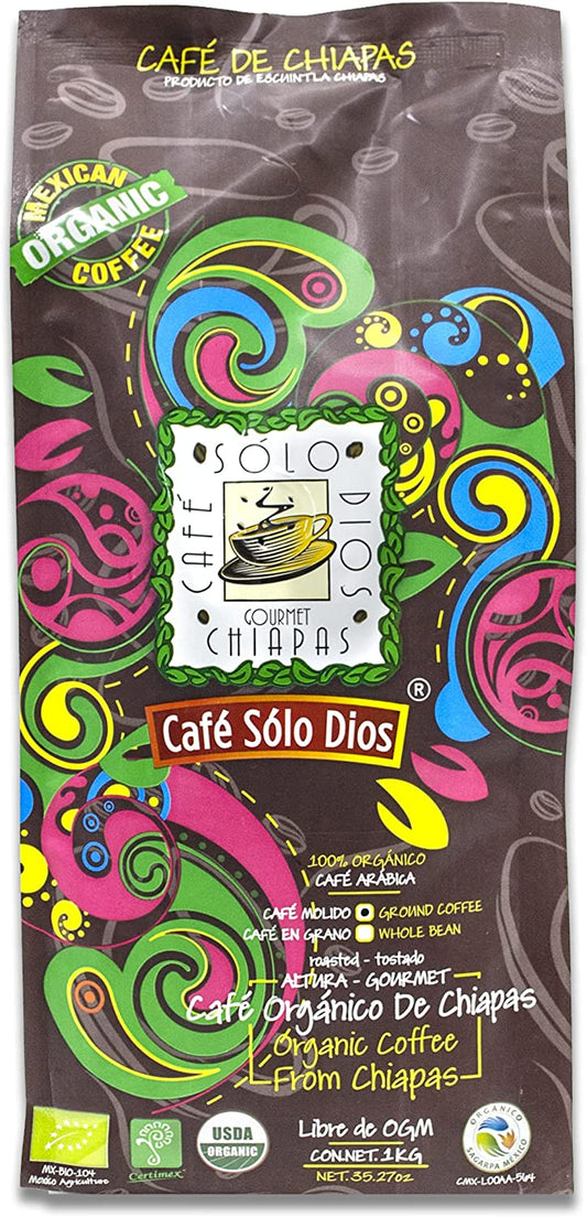 Café Solo Dios Café en molido de 1kg, Sabor Artesanal, 1 kilogramos
