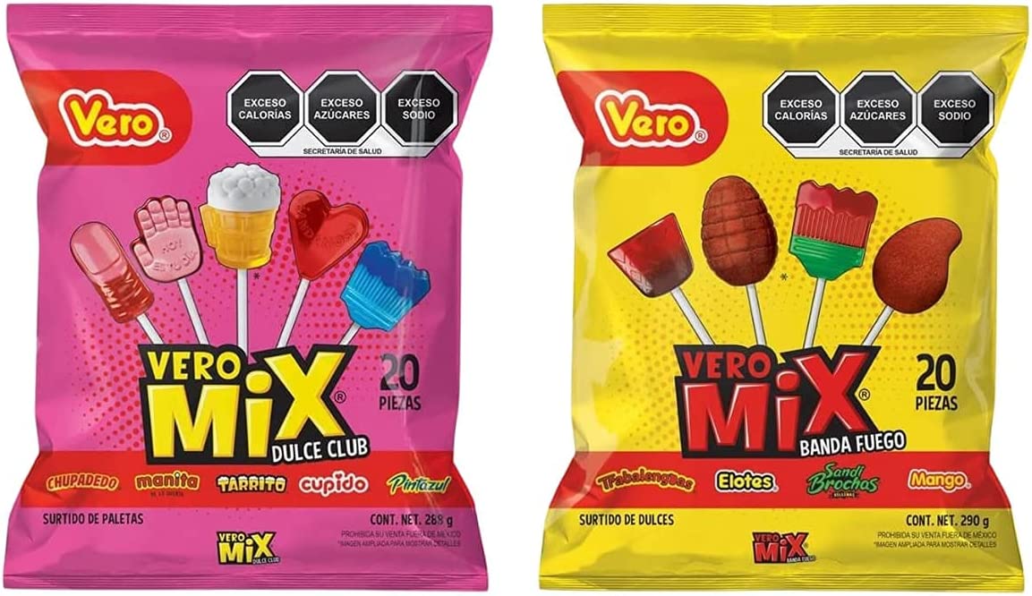 Dulces para piñata fiesta vero mix 8 paquetes total de 160 piezas