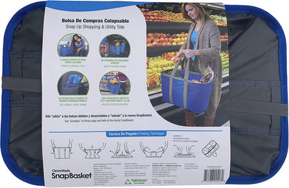 CleverMade - Bolsa de Compras Plegable de (30 L - 13.6 kg), color Azul y Gris, Set 2 pza, especial para tod