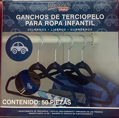 M.C Ganchos Ropa Bebé Percha Infantil Niño 50 Piezas Terciopelo Azul