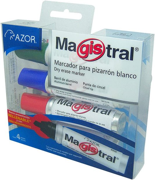 Magistra- Marcador p/pizarron grso alum c/4 magistra