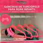 M.C Ganchos Ropa Bebé Percha Infantil Niña 50 Piezas Terciopelo Rosa