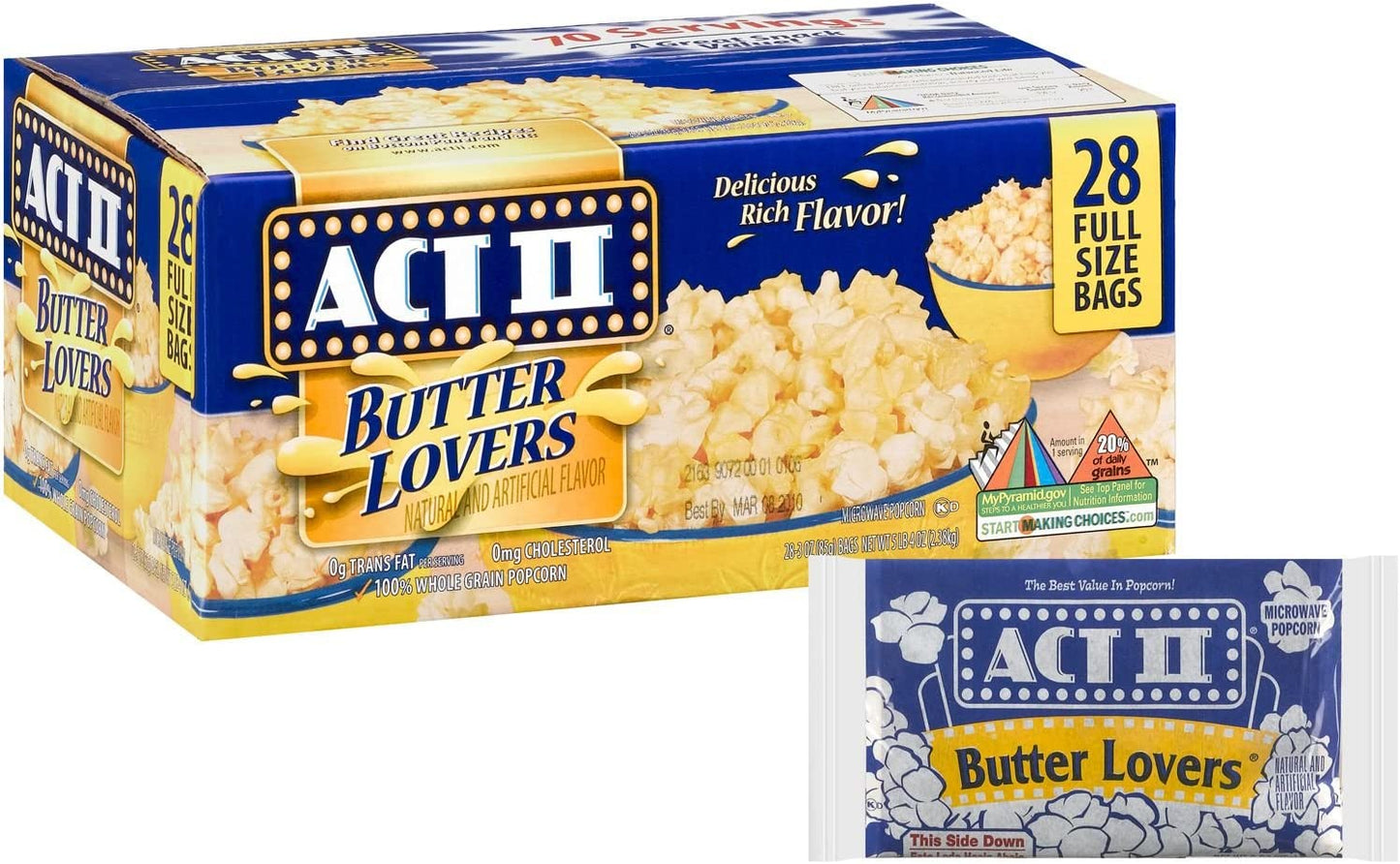 Palomitas de maíz para microondas ACT II Butter Lovers - 28/3 oz