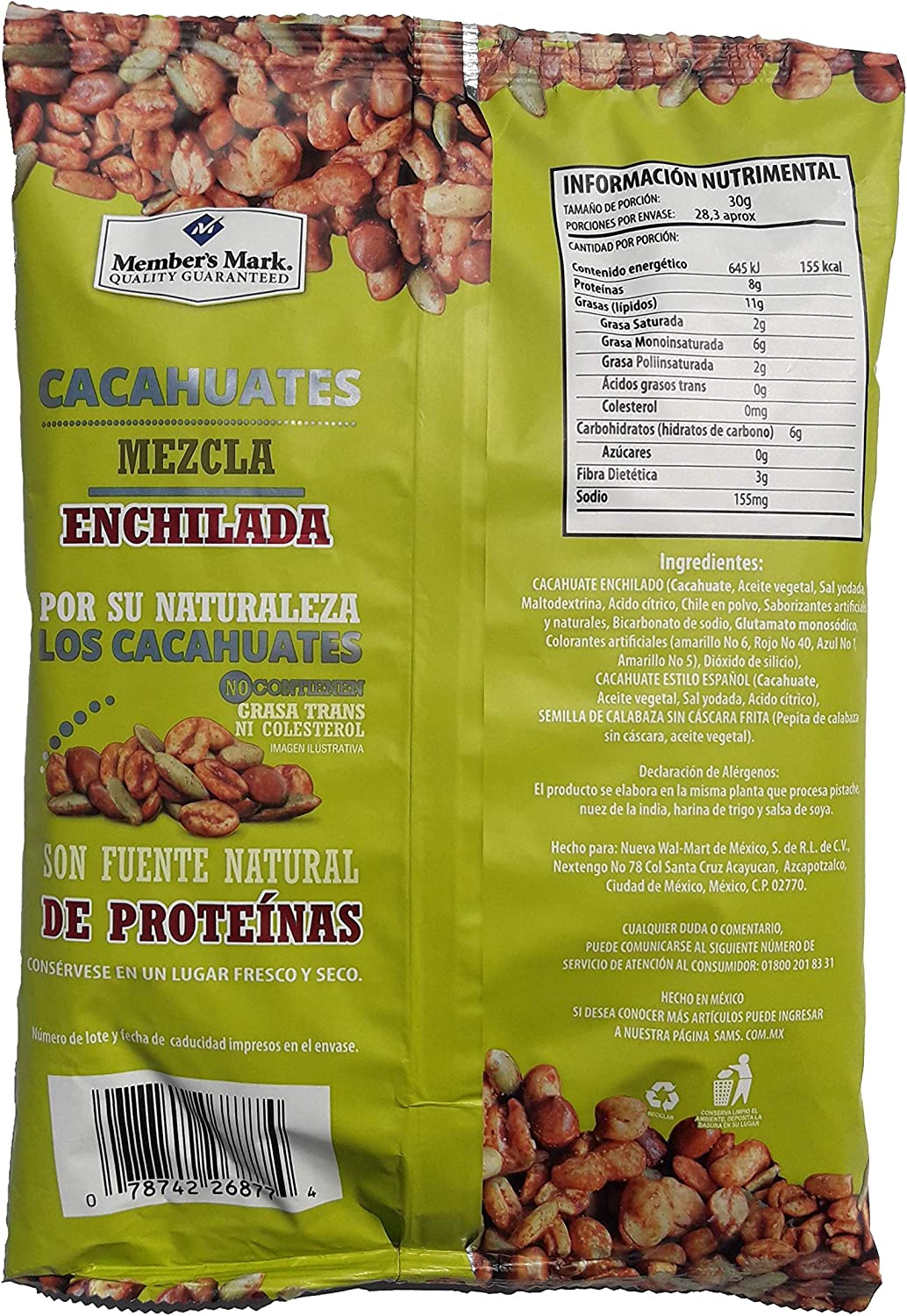 Cacahuates Mezcla Enchilada Member´s Mark. 850 gr.