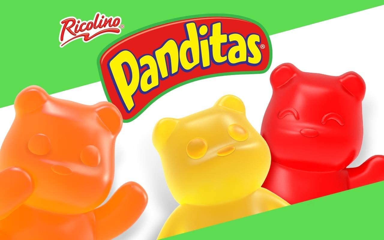 RICOLINO PANDITAS CLÁSICOS ORIGINALES, DIVERTIDOS SABORES FRESA LIMÓN PIÑA NARANJA, GOMITAS DELICIOSAS, GOM