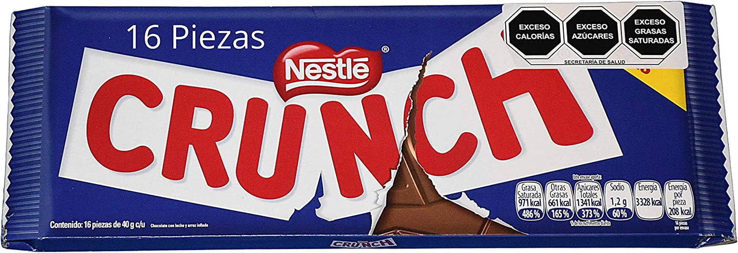 Generico Chocolate Crunch Nestlé, chocolate con leche y arroz inflado Paquete - 16 pzas de 40 g c/u