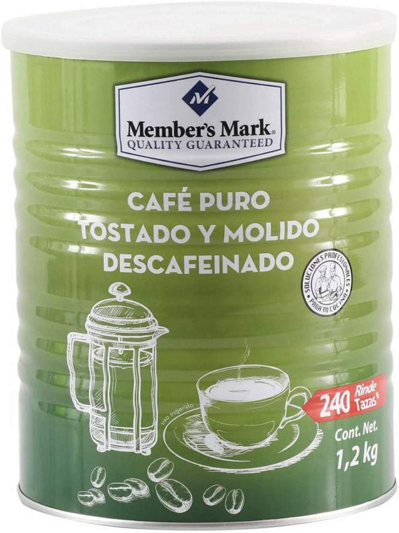 CAFE TOSTADO Y MOLIDO MEMBERS MARK DESCAFEINADO BOTE DE 1.2 KG GRANDE