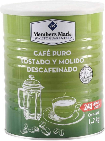 CAFE TOSTADO Y MOLIDO MEMBERS MARK DESCAFEINADO BOTE DE 1.2 KG GRANDE