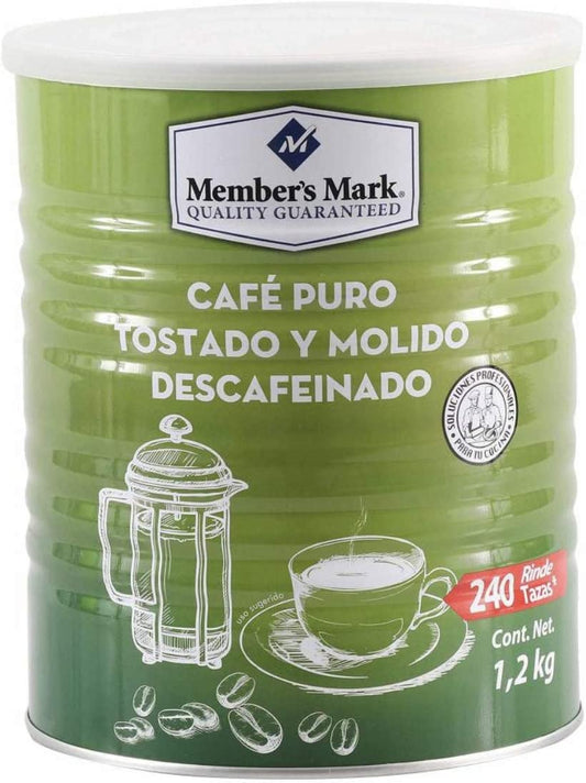 CAFE TOSTADO Y MOLIDO MEMBERS MARK DESCAFEINADO BOTE DE 1.2 KG GRANDE