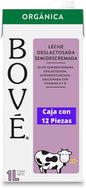 Bové Leche Deslactosada semi-descremada, 1L x 12 piezas, Ultrapasteurizada, Adicionada con Vitamina A