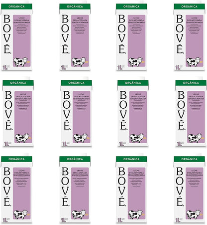 Bové Leche Deslactosada semi-descremada, 1L x 12 piezas, Ultrapasteurizada, Adicionada con Vitamina A