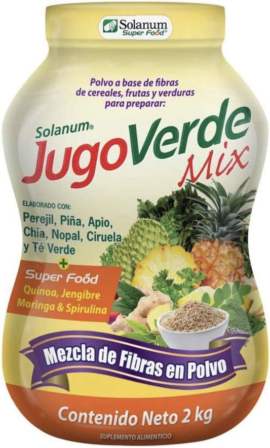 JUGO VERDE MIX SOLANUM EN POLVO PRESENTACION EN BOTE GRANDE DE 2 KILOGRAMOS