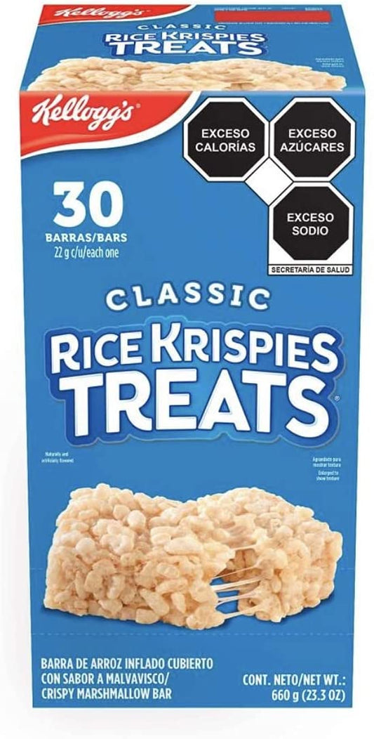 Barras de Arroz Rice Krispies Treats Kellogg's Sabor Malvavisco 30 pzas