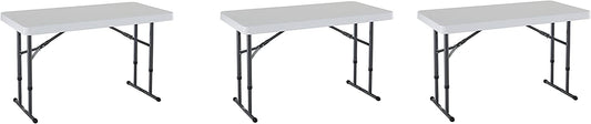 Lifetime 80161 - 4-Foot Comercial Altura Ajustable Mesa Plegable, 3Pack (White Granite), 3