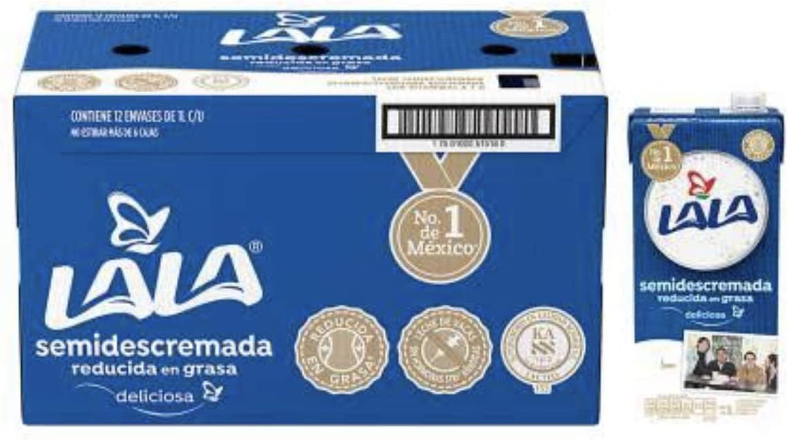 LECHE LALA SEMIDESCREMADA CAJA CON 12 PZAS DE 1 LITRO SALUDABLE REFRESCANTE