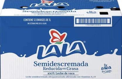 LECHE LALA SEMIDESCREMADA CAJA CON 12 PZAS DE 1 LITRO SALUDABLE REFRESCANTE