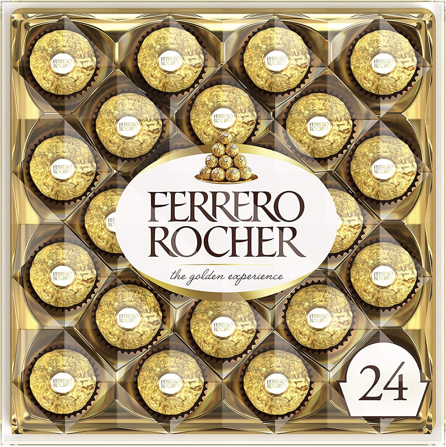 Ferrero Rocher chocolate con leche de avellana fina, 24 unidades, caja de regalo de chocolate y dulces
