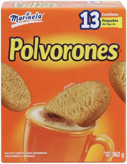 GALLETAS POLVORONES MARINELA CAJA GRANDE CON 13 Paquetes de 74g c/u IDEAL PARA NEGOCIO SNACK BOTANA. G
