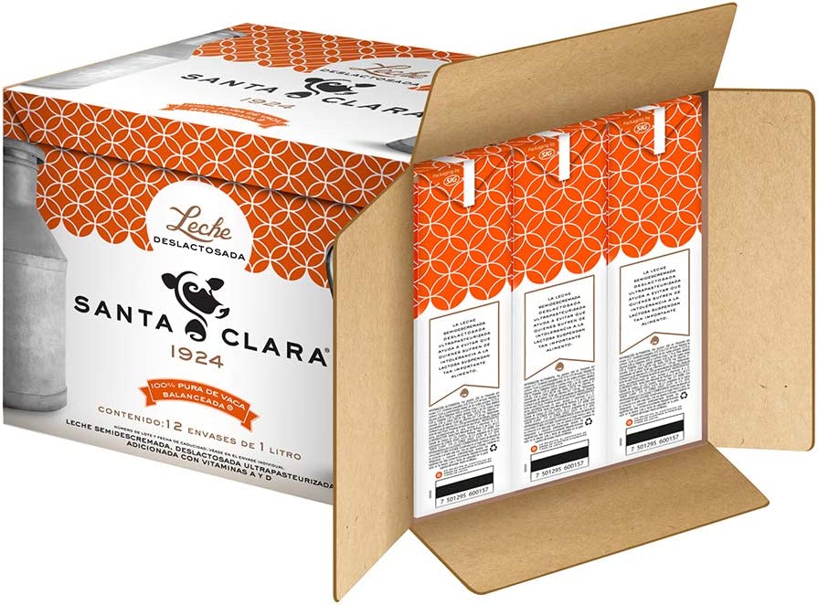 Leche Deslactosada, Leche Santa Clara, 12 pack - 1l/caja