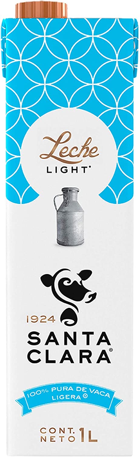 Santa Clara Leche Light 1 Litro, Paquete de 12