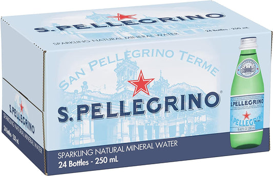 San Pellegrino, San Pellegrino Agua Mineral Natural, 250 mililitros, Paquete de 24, 6 litros