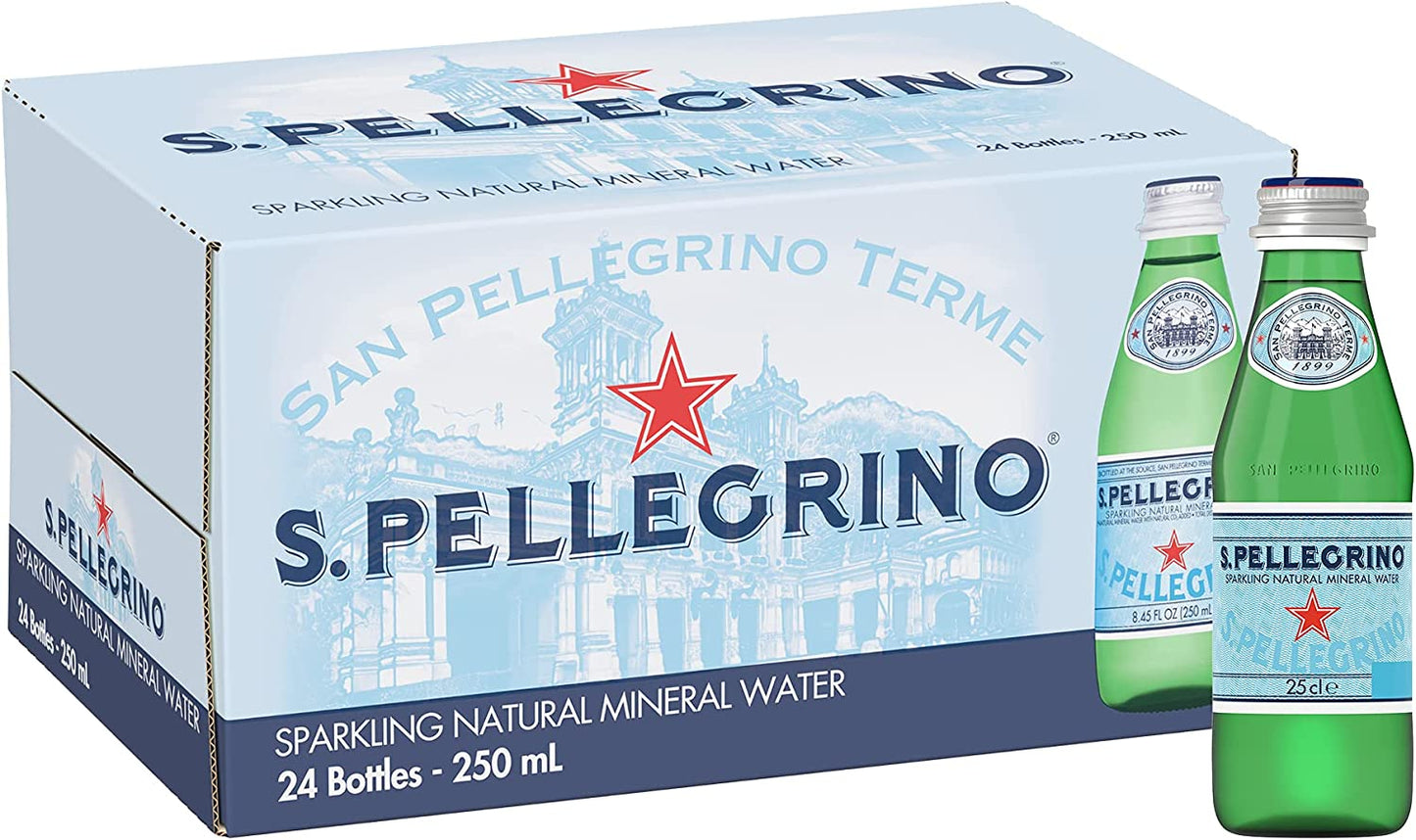 San Pellegrino, San Pellegrino Agua Mineral Natural, 250 mililitros, Paquete de 24, 6 litros