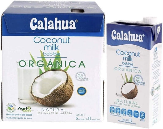 LECHE DE COCO ORGÁNICA CALAHUA CAJA CON 6 PZAS DE 1 LITRO