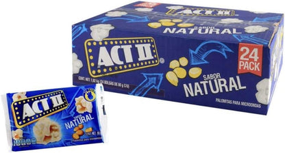PALOMITAS DE MAIZ PARA MICROONDAS ACT II NATURAL CAJA DE 1.92 KILOGRAMOS CON 24 SOBRES DE 80 GRAMOS BOTANA