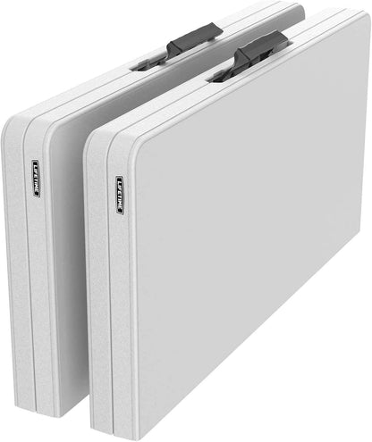 Lifetime 80884 Mesa Cuadrada Plegable en Media Mesa, 2 Unidades, Comercial Ligero, Granito Blanco