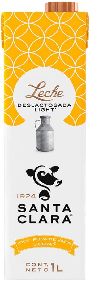 Leche Deslactosada Light , Leche Santa Clara 1 litro, Pack de 12
