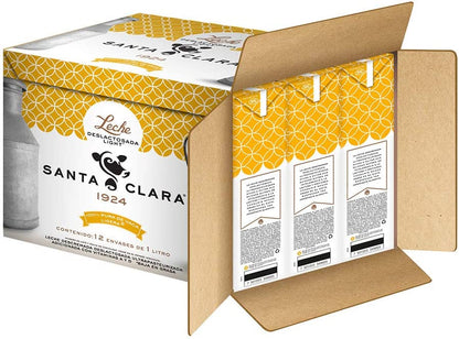 Leche Deslactosada Light , Leche Santa Clara 1 litro, Pack de 12