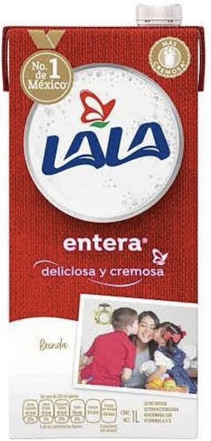 LECHE LALA ENTERA CAJA CON 12 PZAS DE 1 LITRO SALUDABLE REFRESCANTE
