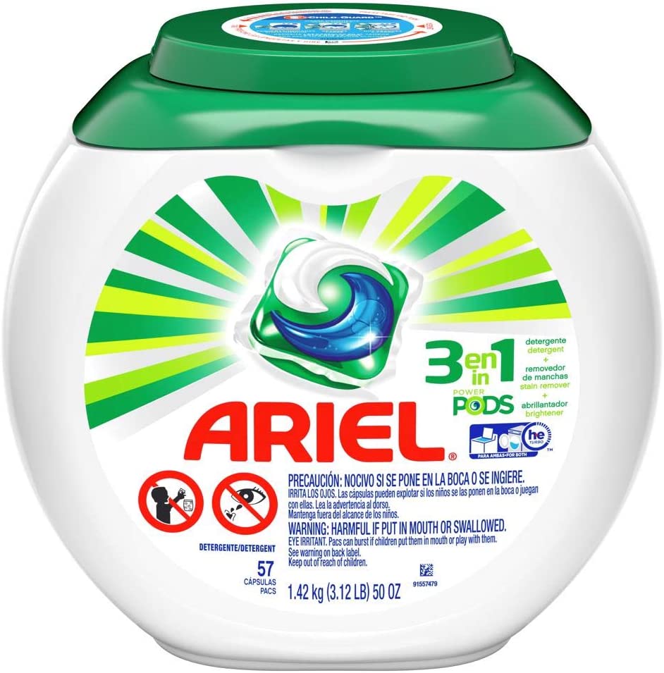 Ariel Pods Detergente Liquido Para Ropa En Cápsulas, 57 Piezas