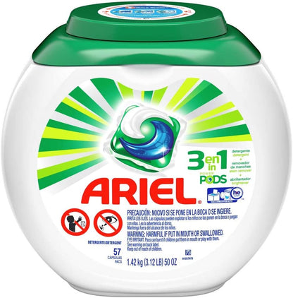 Ariel Pods Detergente Liquido Para Ropa En Cápsulas, 57 Piezas