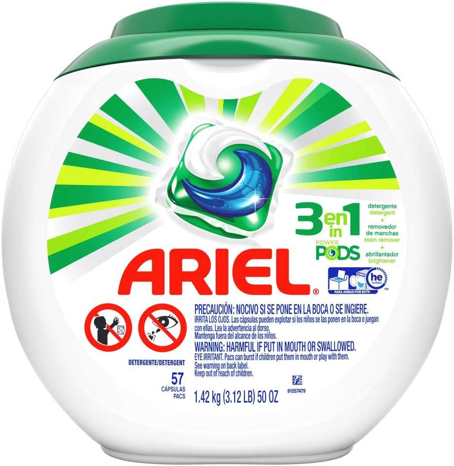 Ariel Pods Detergente Liquido Para Ropa En Cápsulas, 57 Piezas
