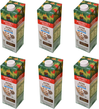 Natures Heart Bebida sabor avena y linaza 6 Pack de 946 ml (5.67 litros). Sin Azúcar, Vegano
