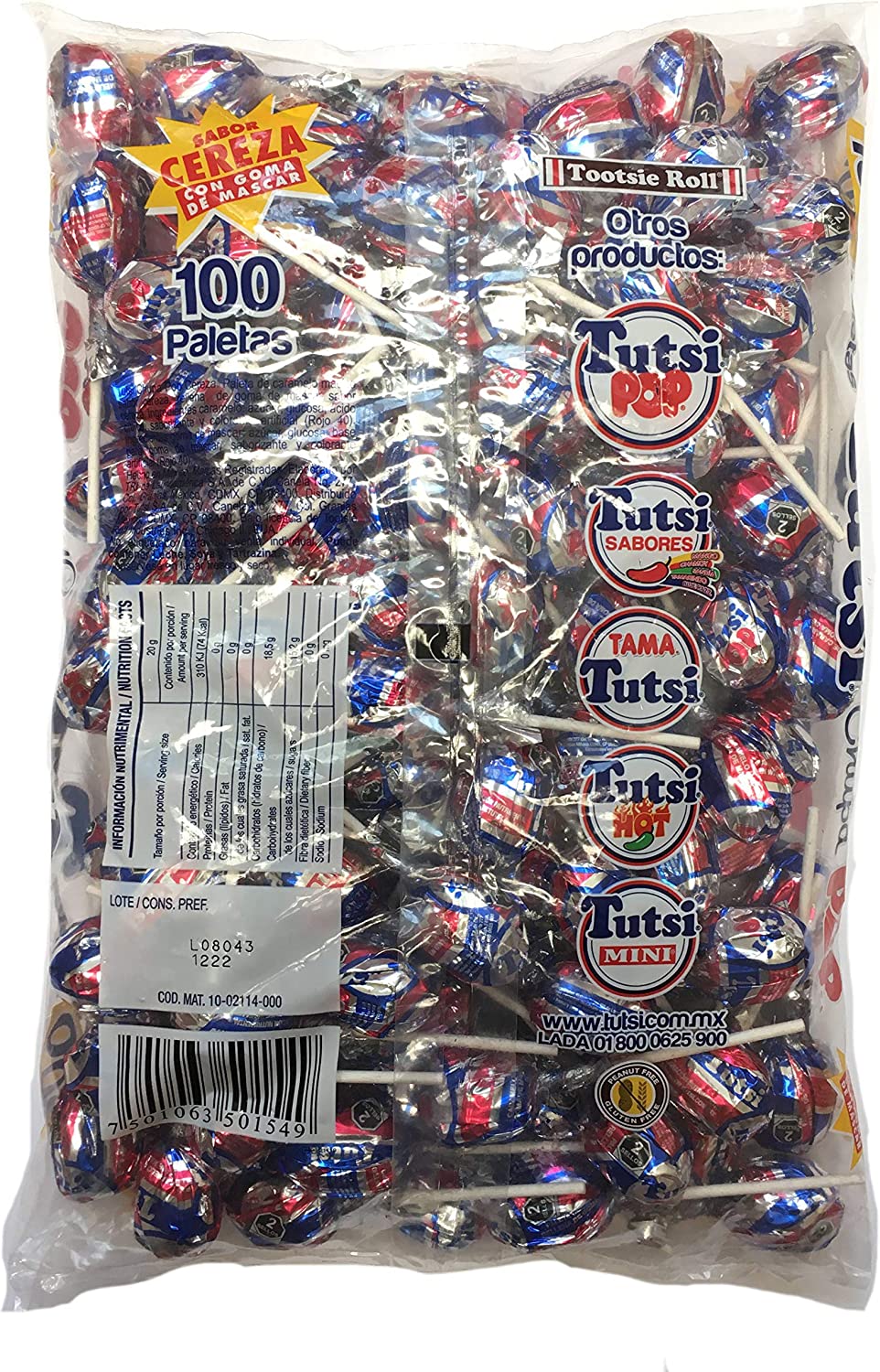 Tutsi Pop Paleta de Caramelo Macizo