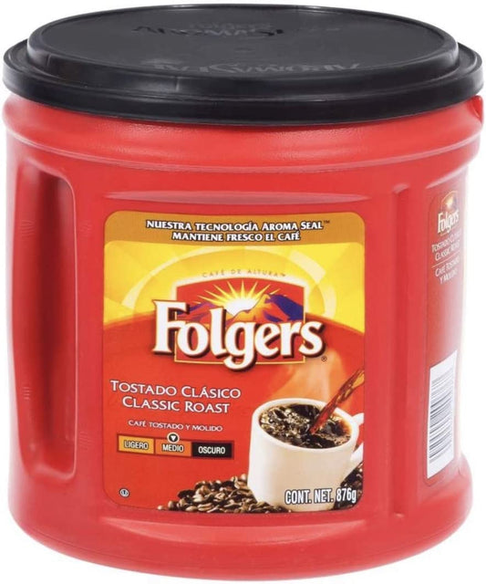 CAFE TOSTADO Y MOLIDO FOLGERS CLASICO 876 GRAMOS BOTE GRANDE